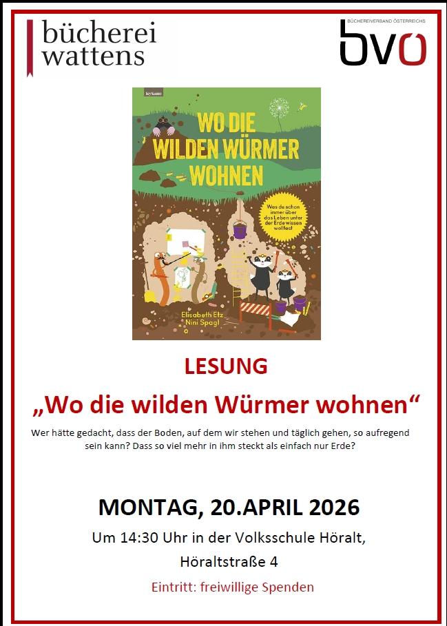 Lesung für Kinder "Wo die wilden Würmer wohnen"